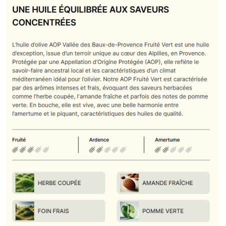 AOP FRUITÉ VERT 500 ml Huile d'Olive BIO Domaine jolibois