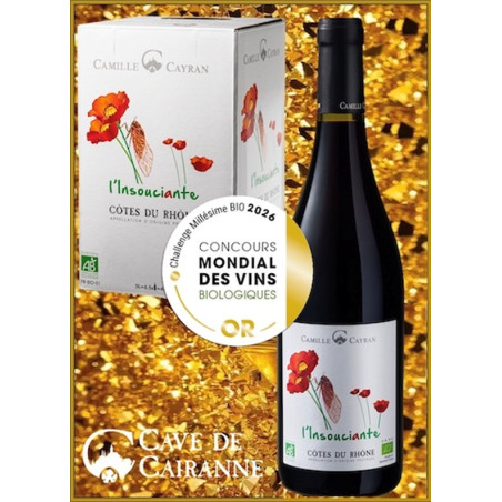AOC Côtes du Rhône Villages L'Insouciante Camille BIO Cayran Rouge